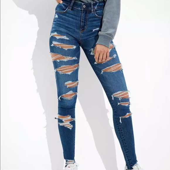 American Eagle Outfitters Denim - American Eagle Next Level Stretch Shredded Jegging Crop Jeans Size 6